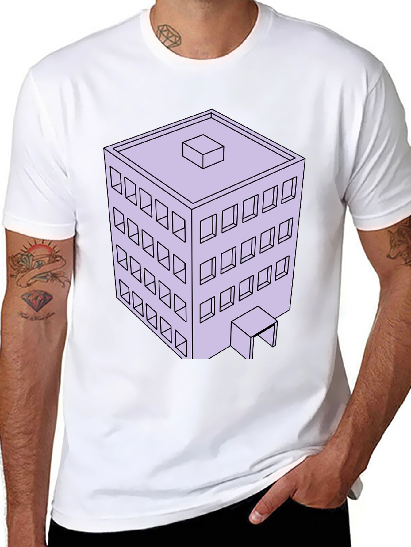 Architectural T-Shirt with 3D Building Design
