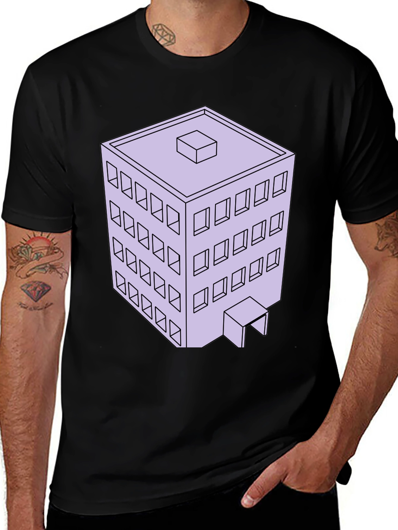Architectural T-Shirt with 3D Building Design