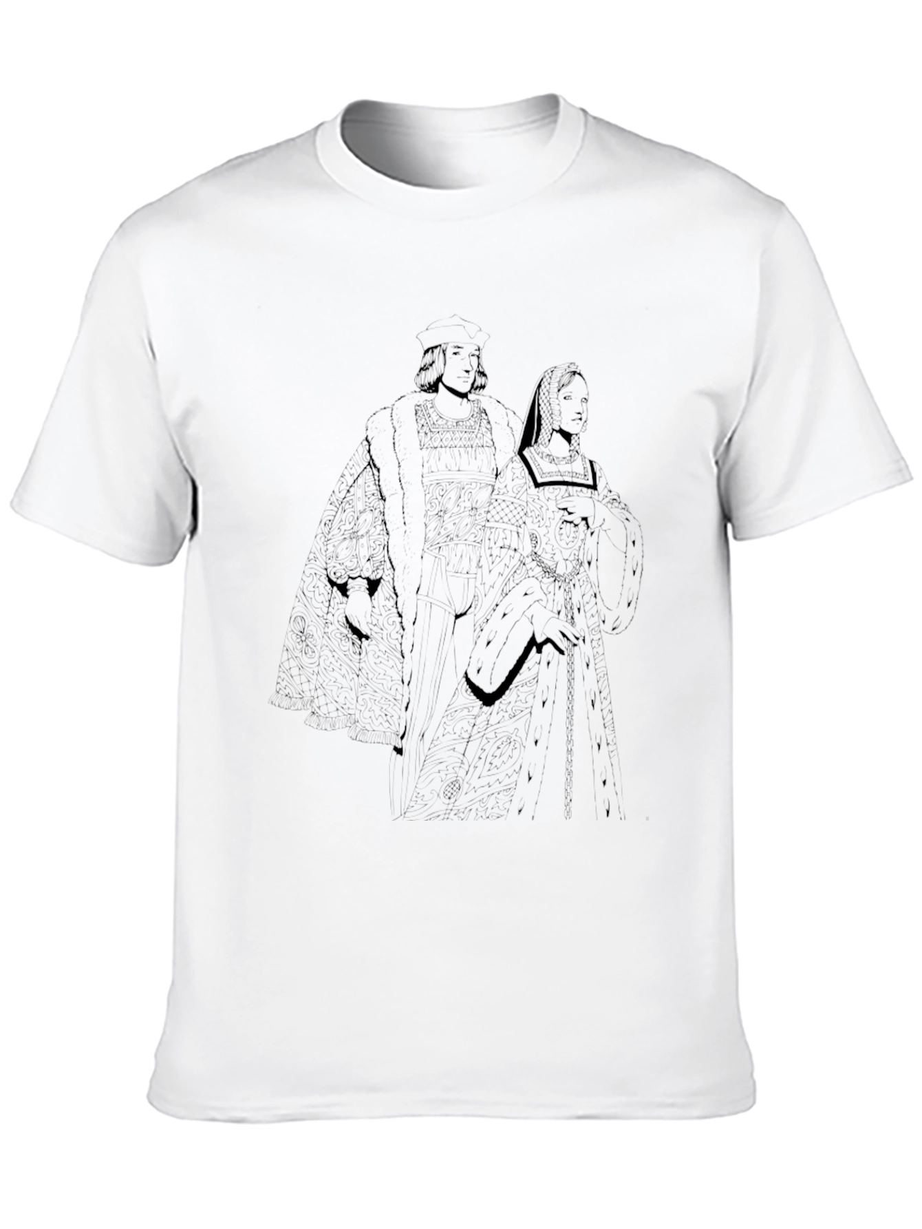 Black T-Shirt with Regal Couple Print