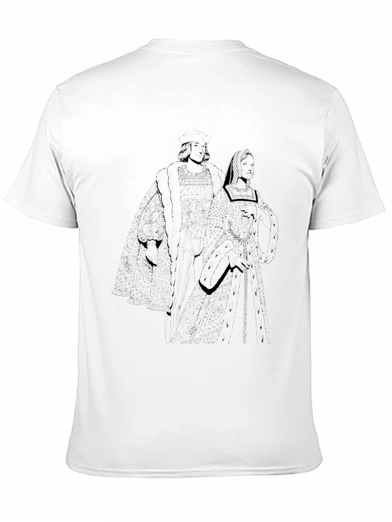 Black T-Shirt with Regal Couple Print