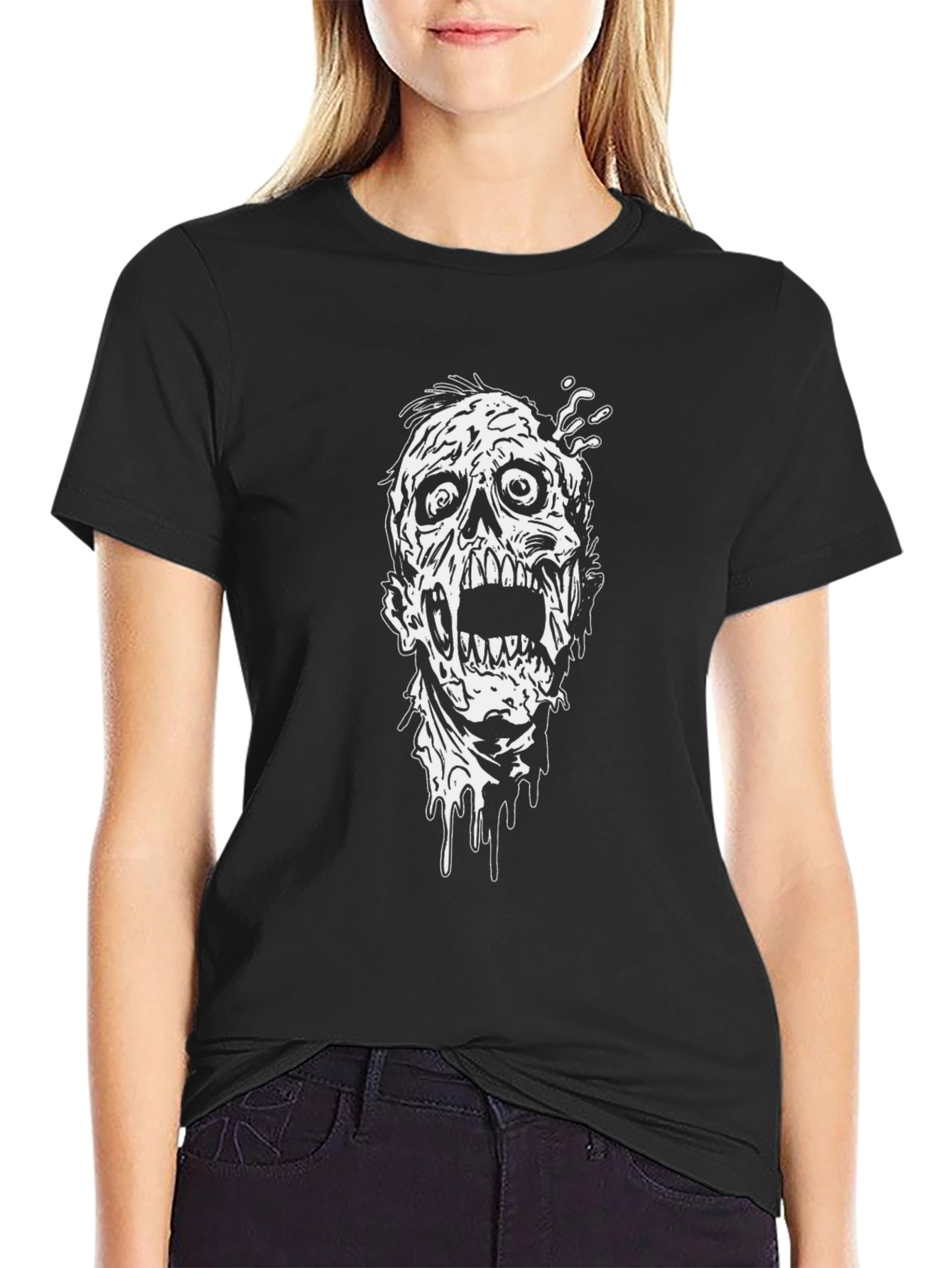 Zombie Graphic Print T-Shirt - Black
