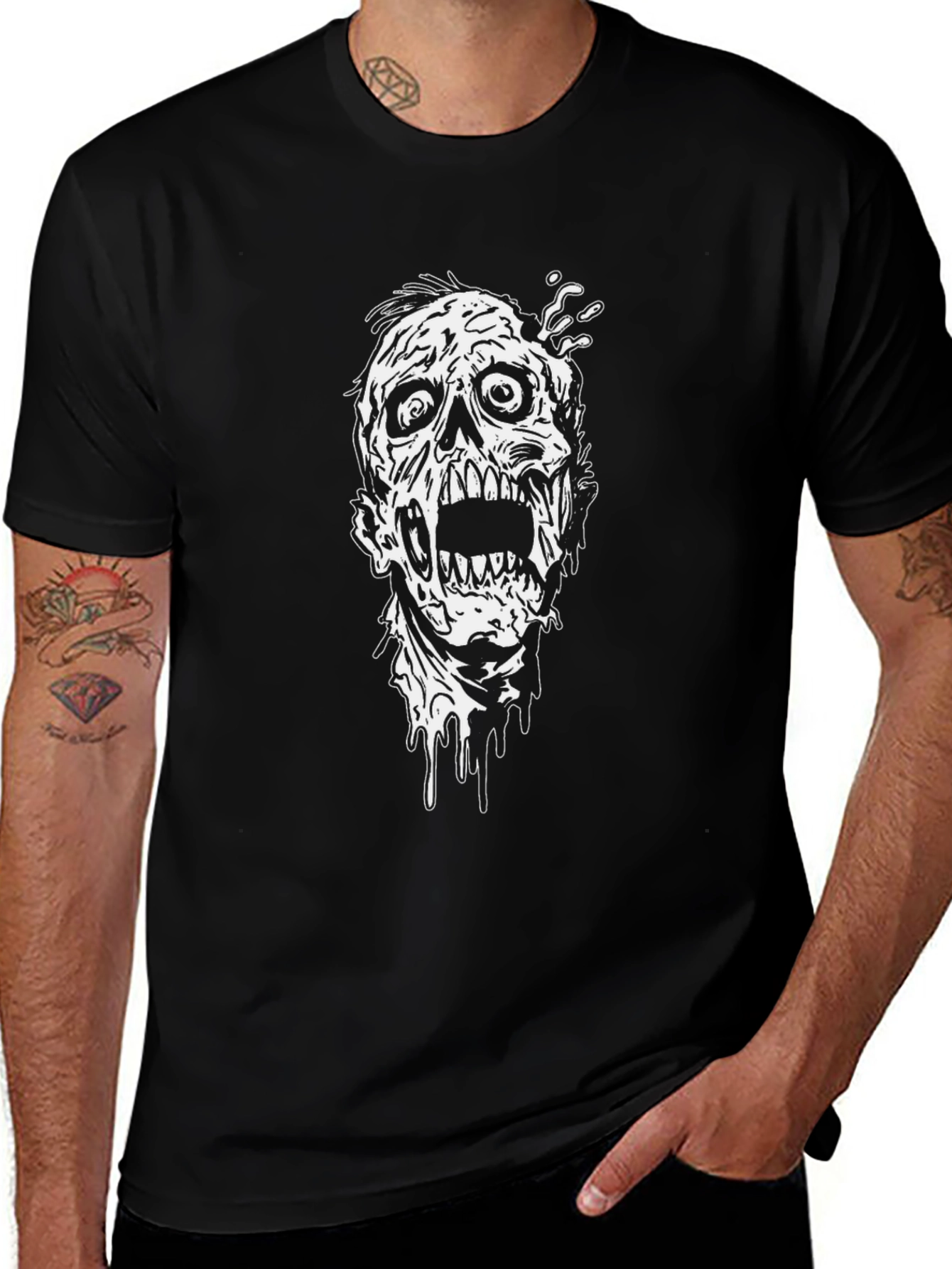 Zombie Graphic Print T-Shirt - Black