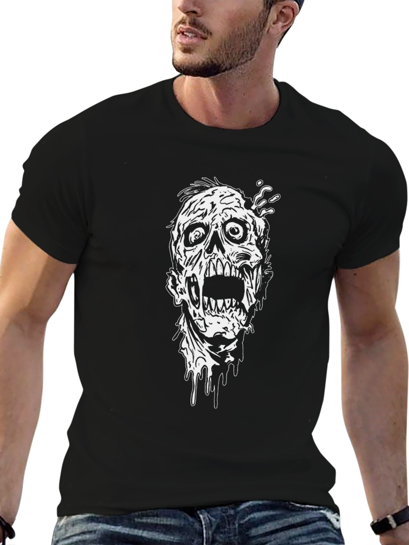 Zombie Graphic Print T-Shirt - Black