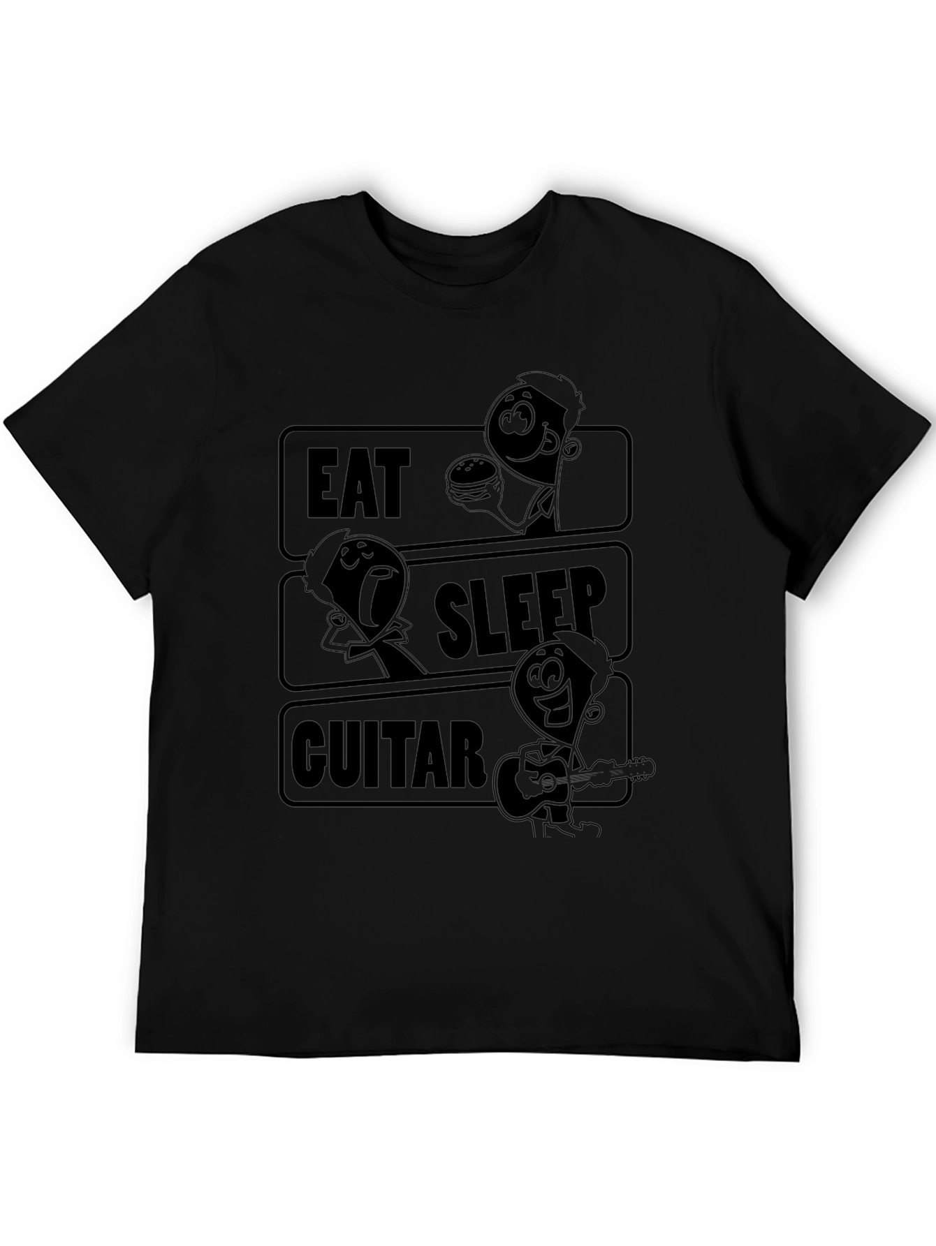 Eat Sleep Guitar Black Graphic T-Shirt