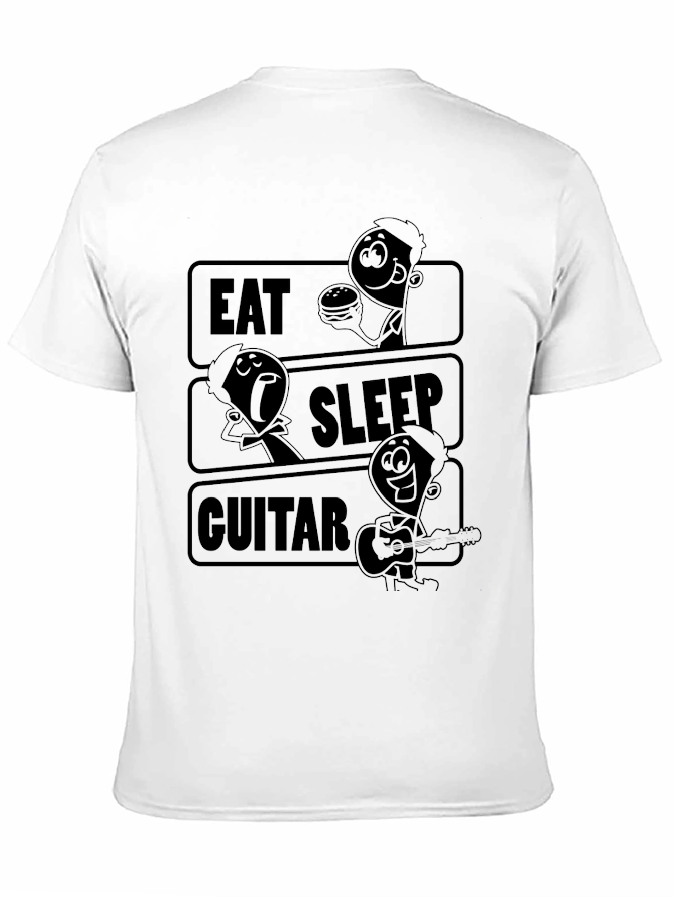 Eat Sleep Guitar Black Graphic T-Shirt