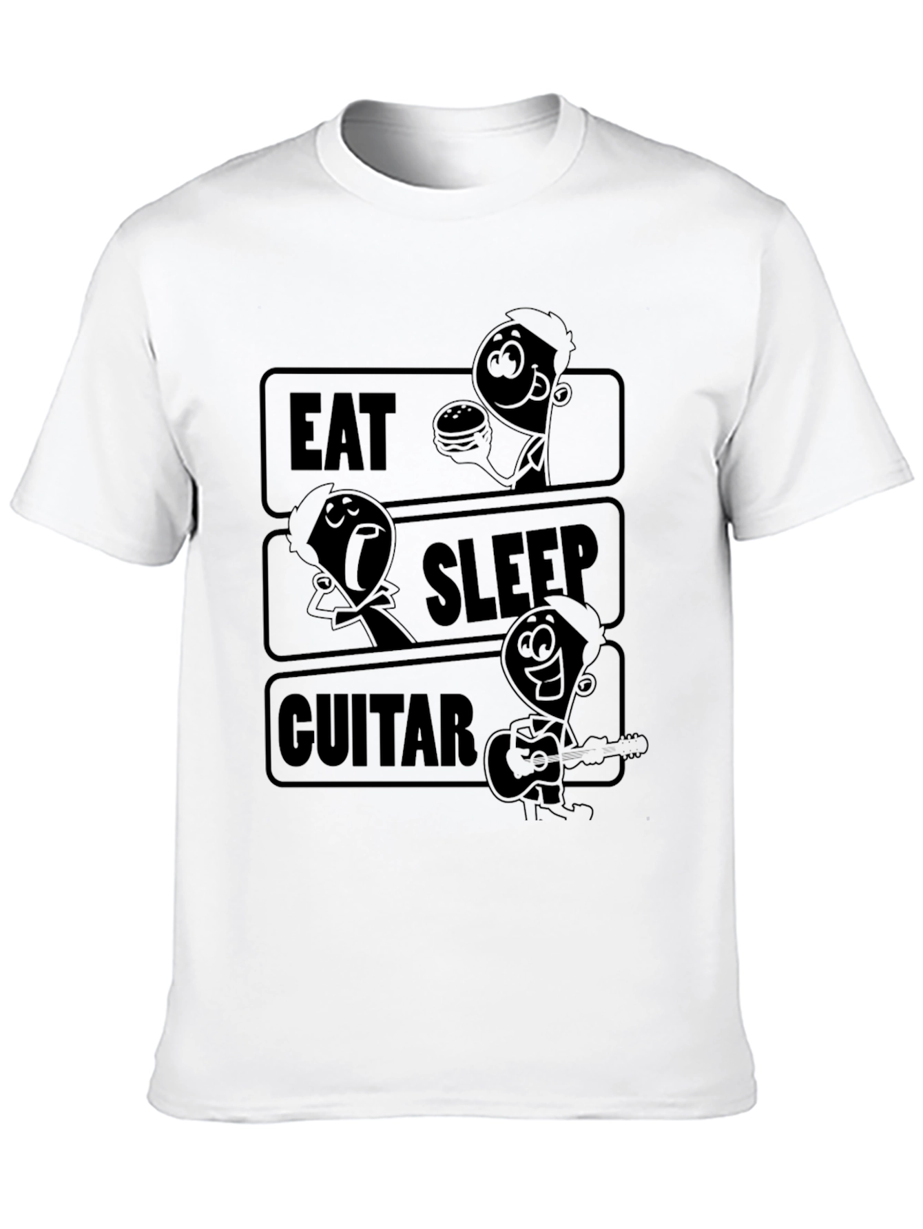 Eat Sleep Guitar Black Graphic T-Shirt