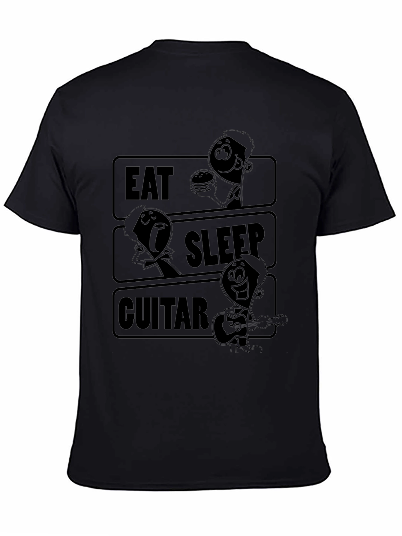 Eat Sleep Guitar Black Graphic T-Shirt