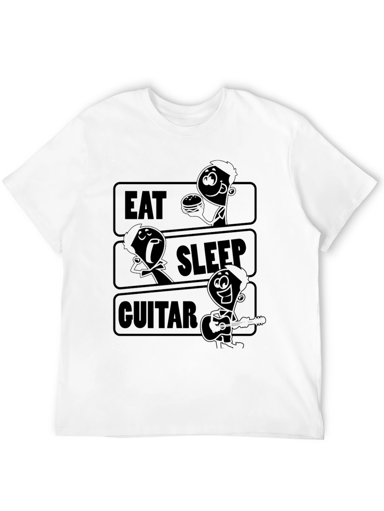 Eat Sleep Guitar Black Graphic T-Shirt
