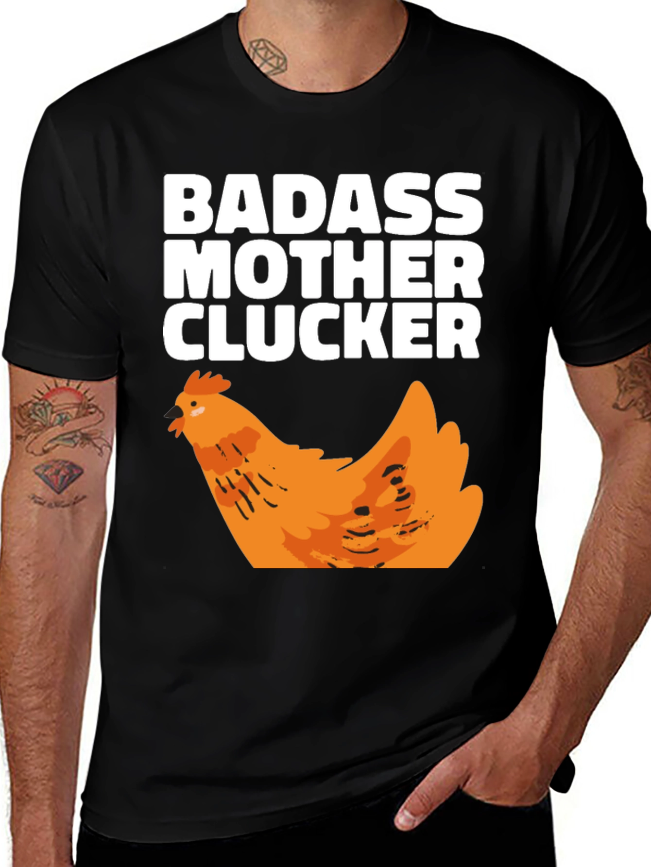 Badass Mother Clucker Chicken Graphic T-Shirt