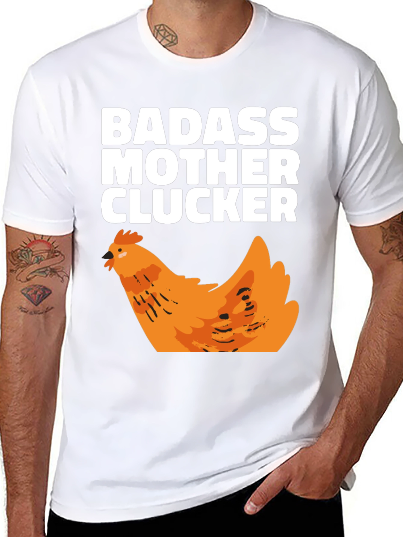 Badass Mother Clucker Chicken Graphic T-Shirt