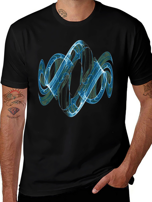 Abstract Blue Swirl Graphic T-Shirt - Modern Design