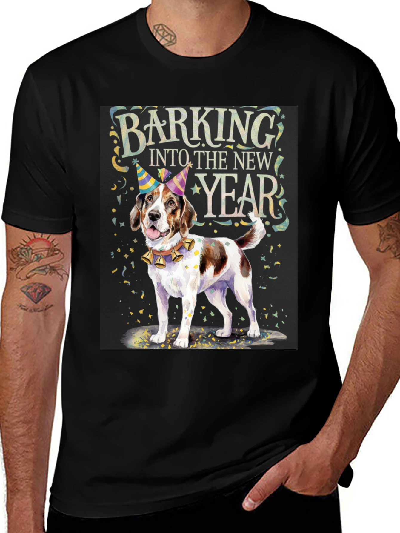 Barking Into The New Year Dog Graphic Tee