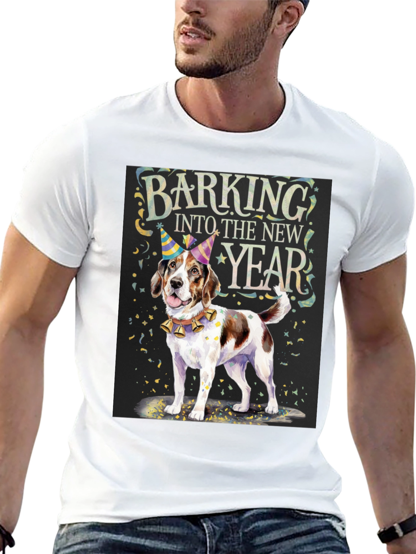 Barking Into The New Year Dog Graphic Tee