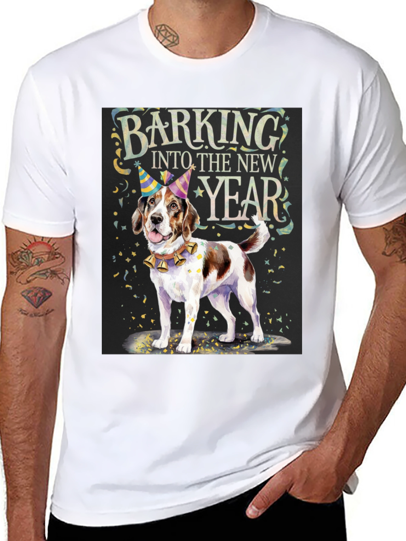 Barking Into The New Year Dog Graphic Tee