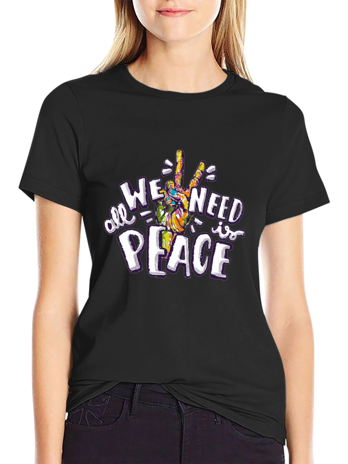 All We Need is Peace Graphic Tee - Black