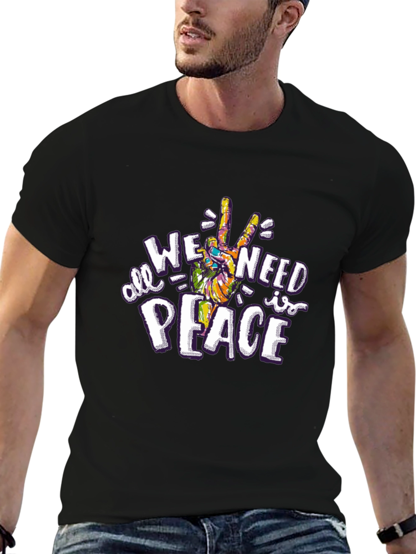 All We Need is Peace Graphic Tee - Black