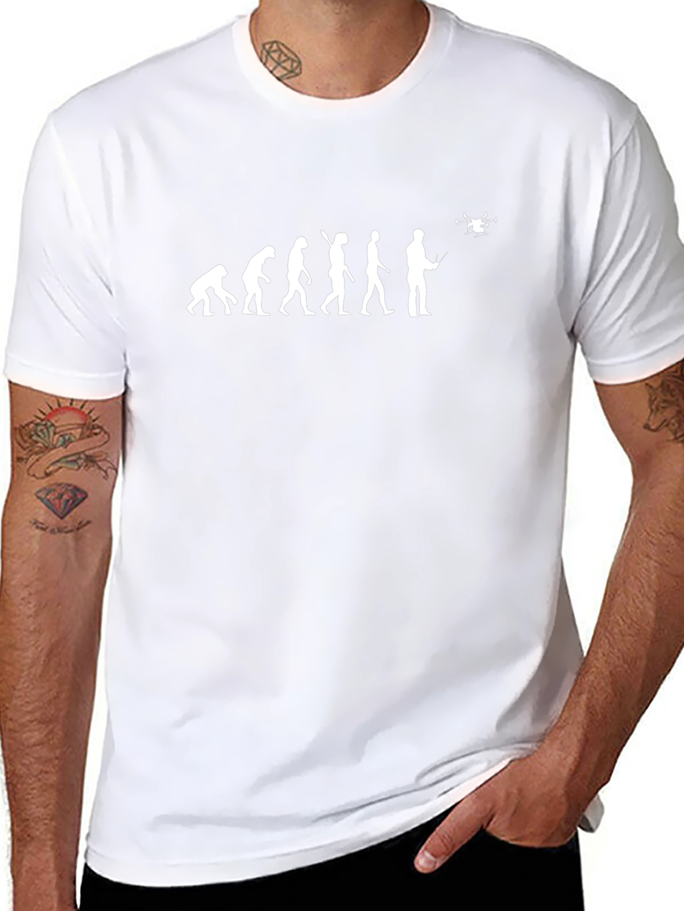 Drone Evolution Graphic Tee - Funny Black T-Shirt
