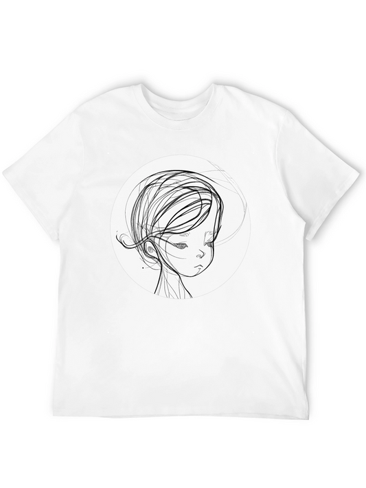 Artistic Sketch Portrait Black T-Shirt