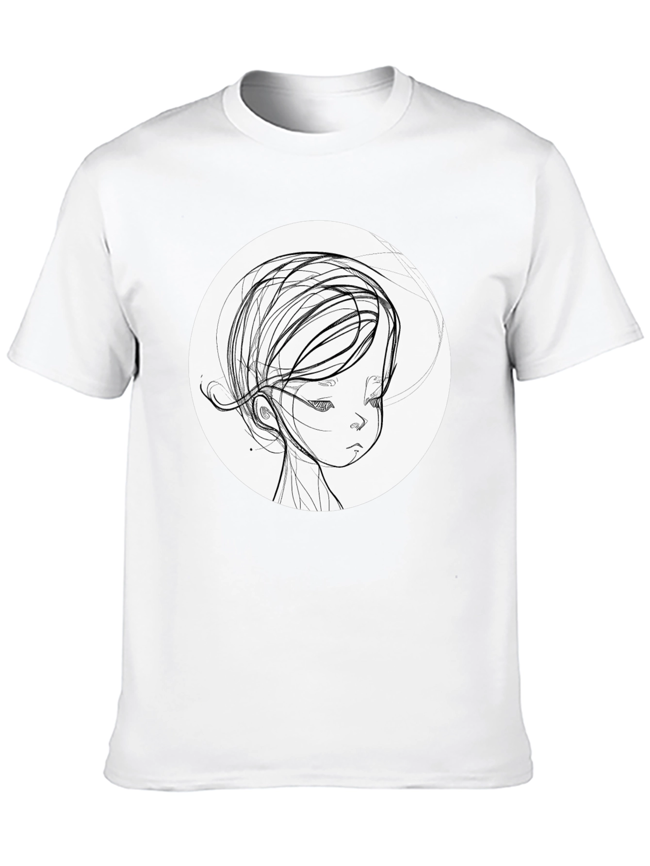 Artistic Sketch Portrait Black T-Shirt