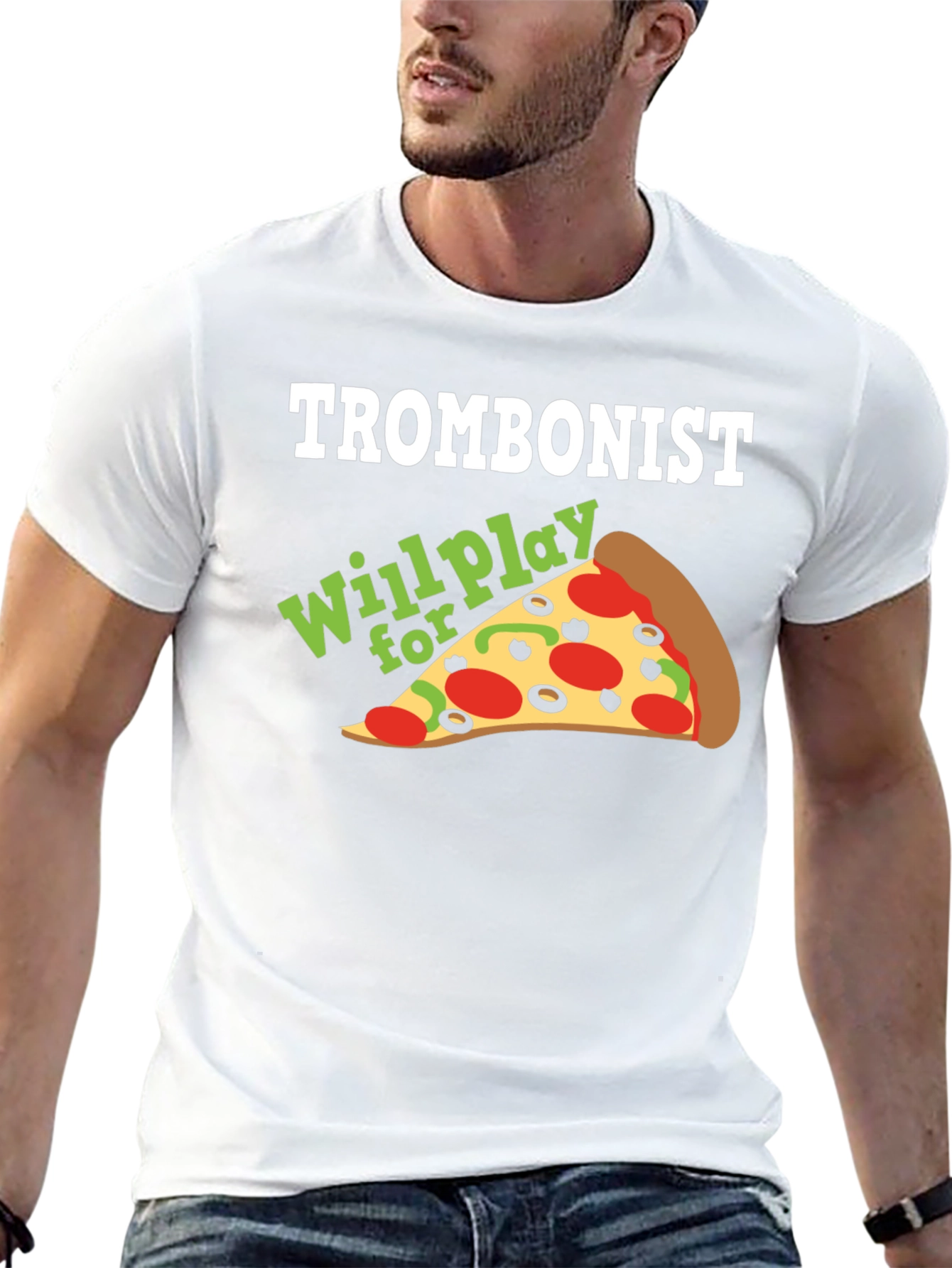 Trombonist Pizza Funny Music T-Shirt