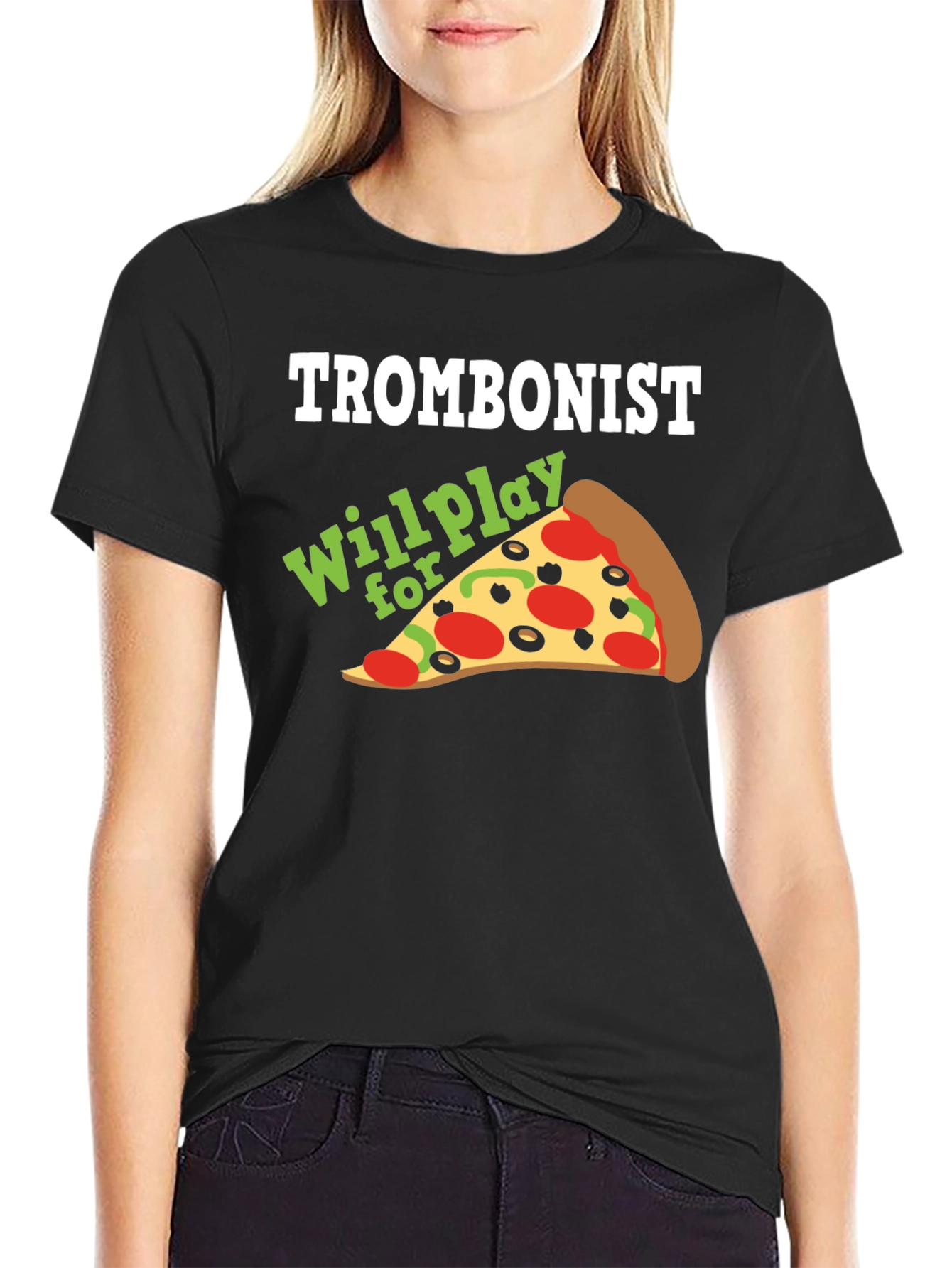 Trombonist Pizza Funny Music T-Shirt