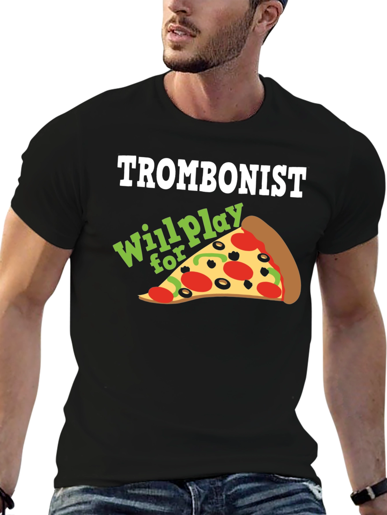 Trombonist Pizza Funny Music T-Shirt