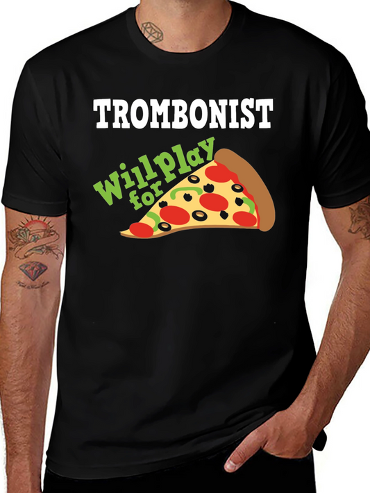 Trombonist Pizza Funny Music T-Shirt
