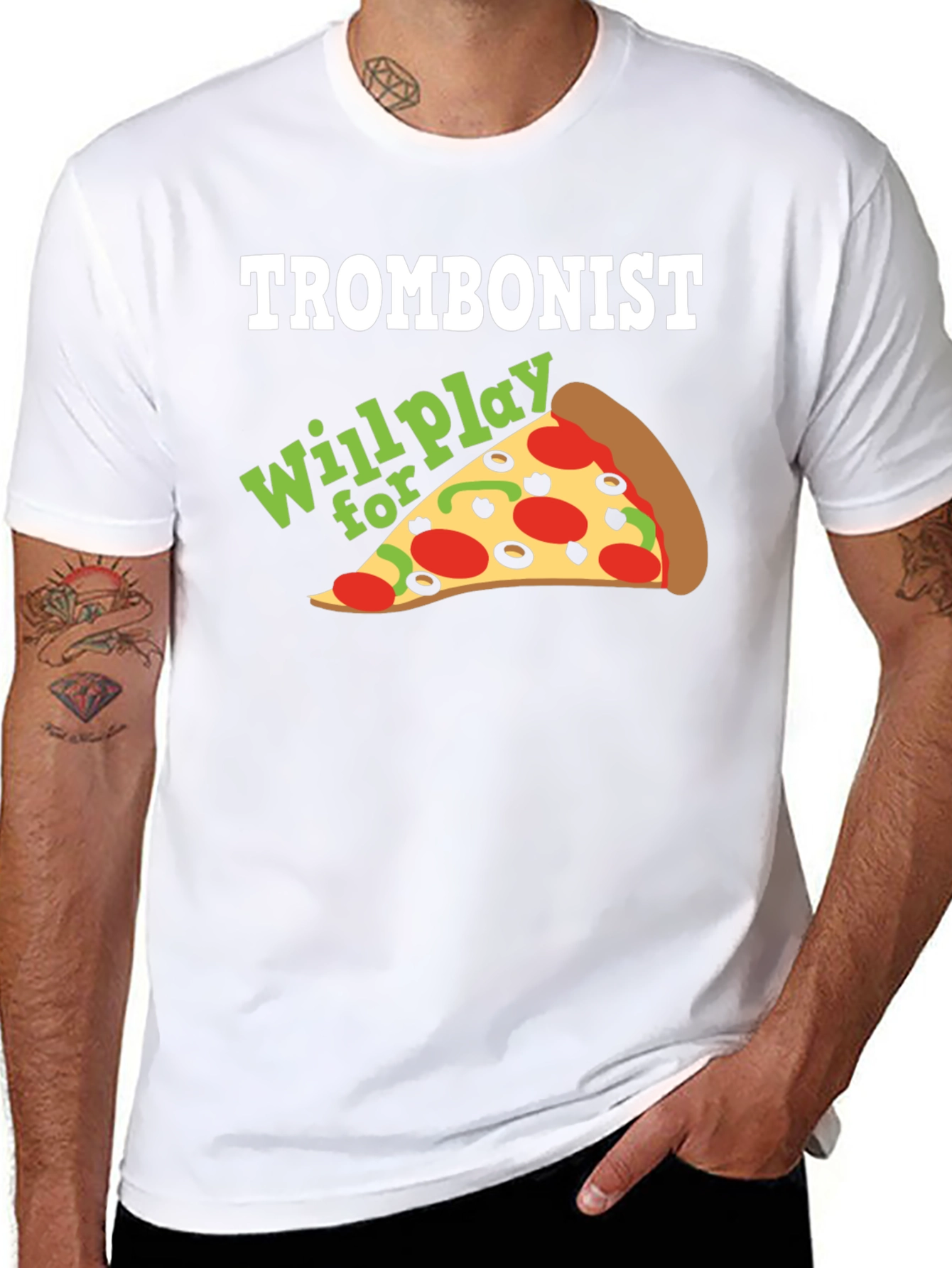 Trombonist Pizza Funny Music T-Shirt
