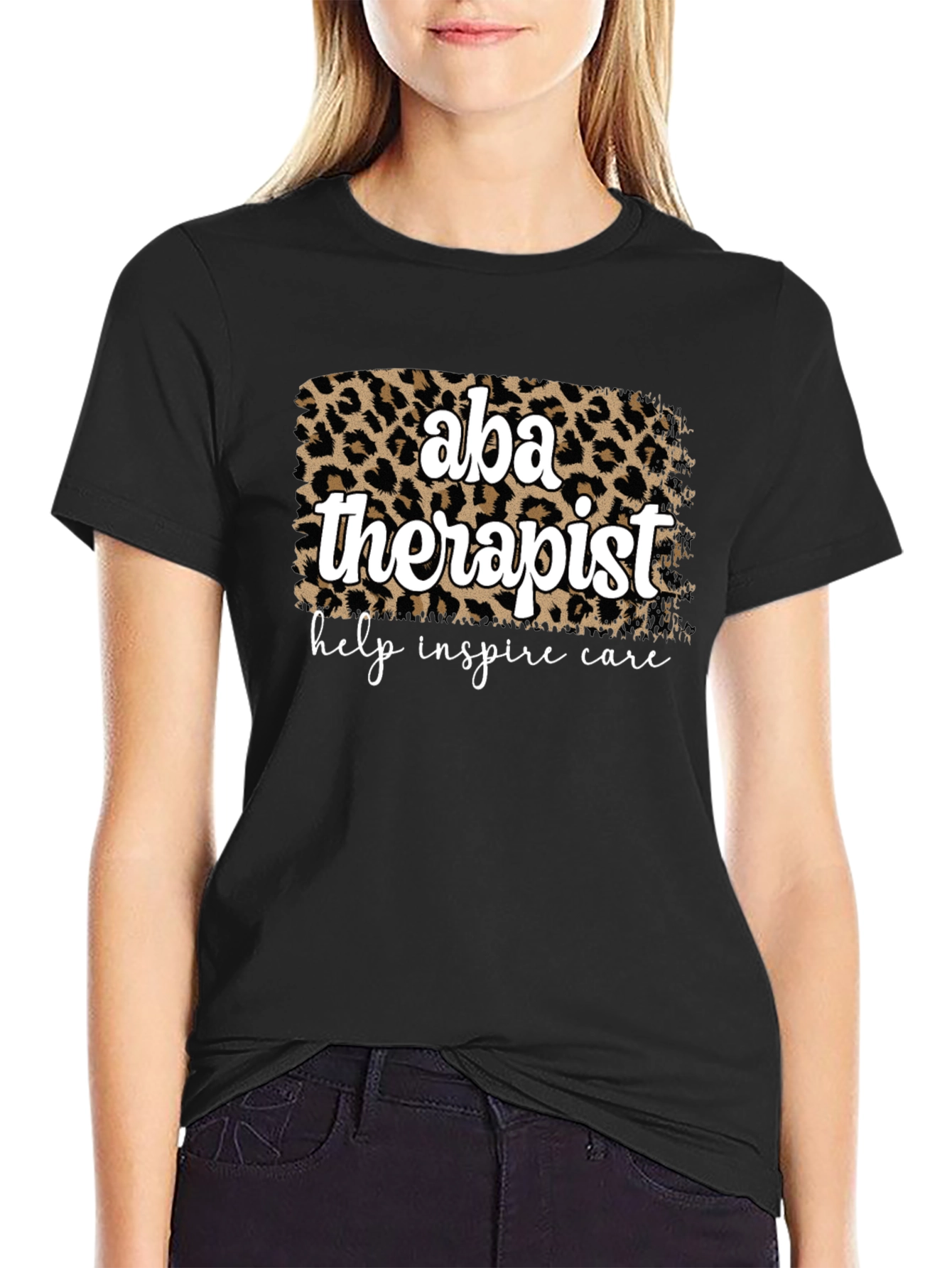 ABA Therapist Leopard Print T-Shirt