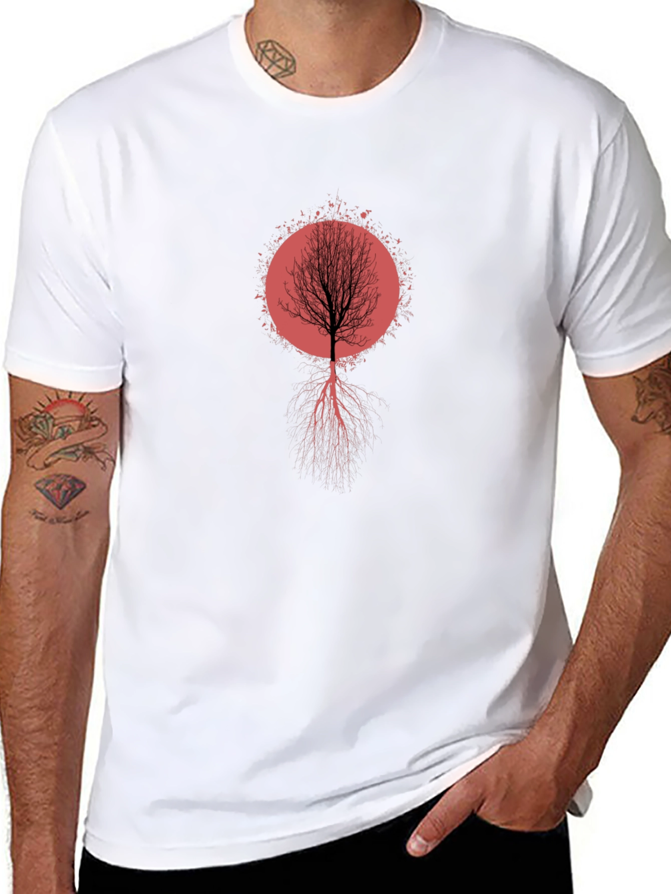 Tree Roots Graphic Tee - Artistic Black T-Shirt