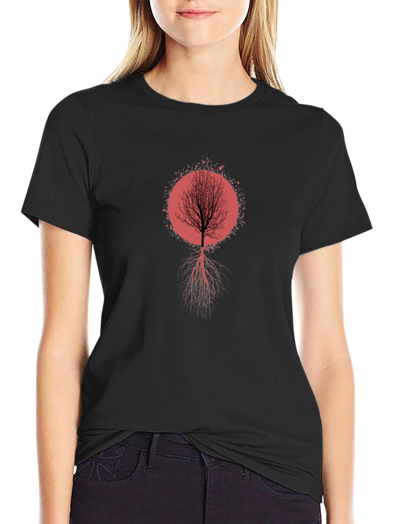 Tree Roots Graphic Tee - Artistic Black T-Shirt