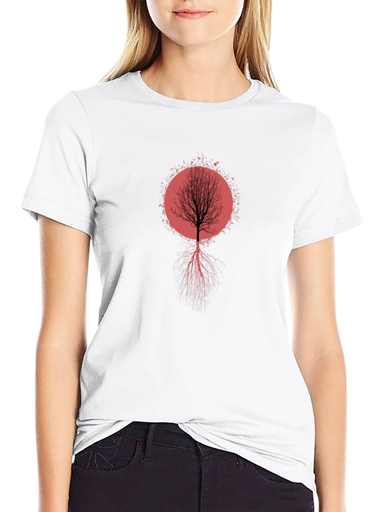 Tree Roots Graphic Tee - Artistic Black T-Shirt