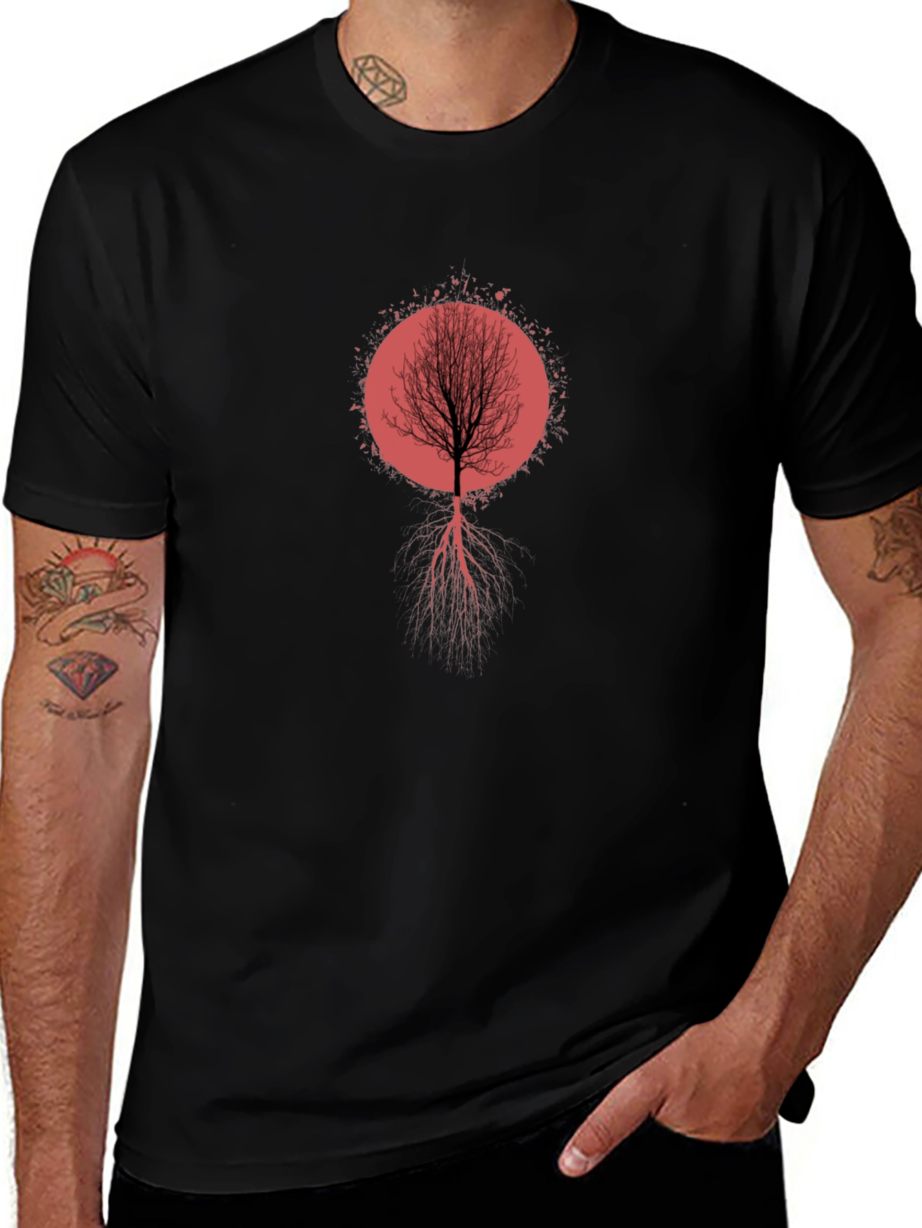 Tree Roots Graphic Tee - Artistic Black T-Shirt