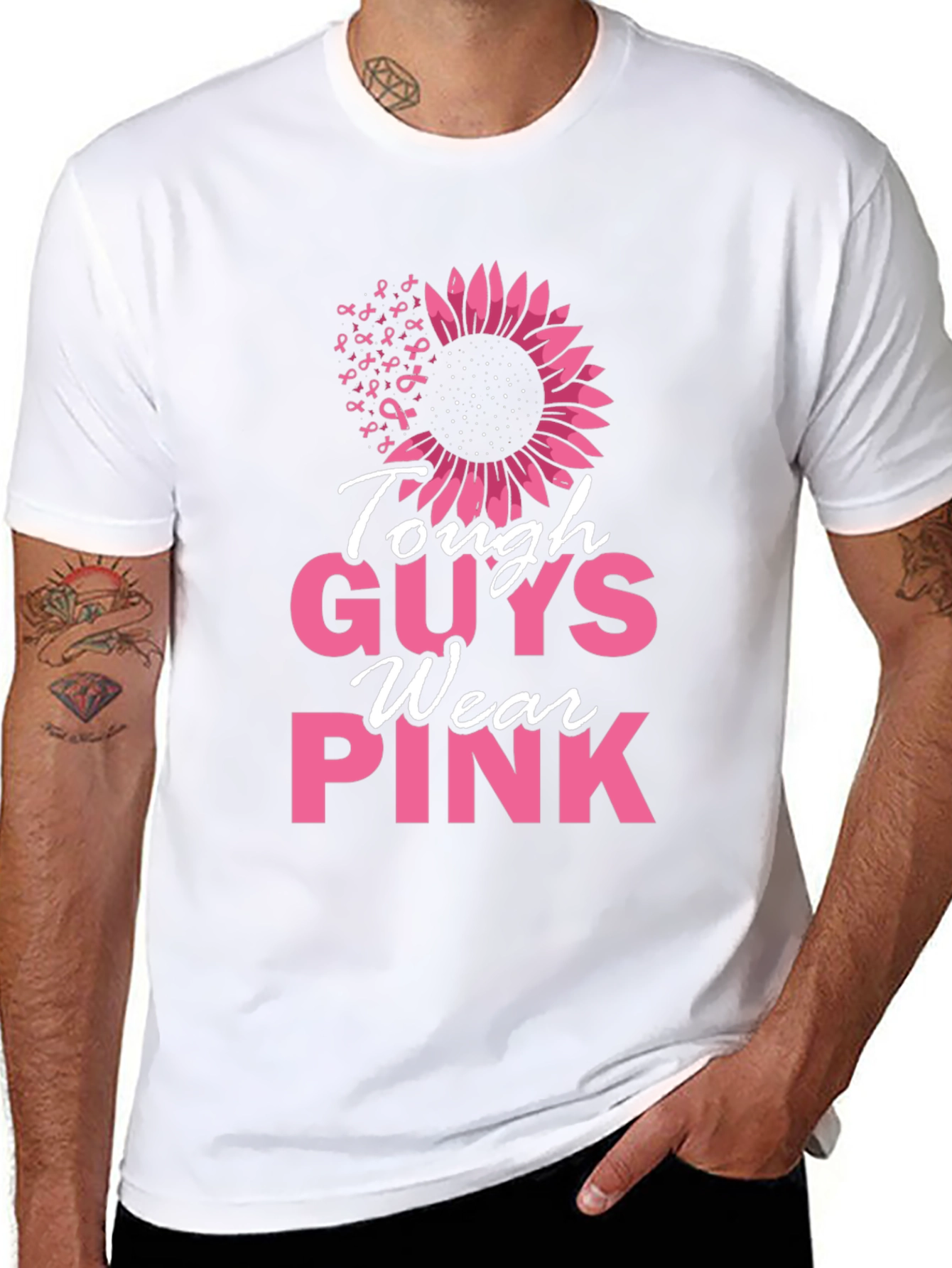 Tough Guys Wear Pink Breast Cancer Awareness T-Shirt