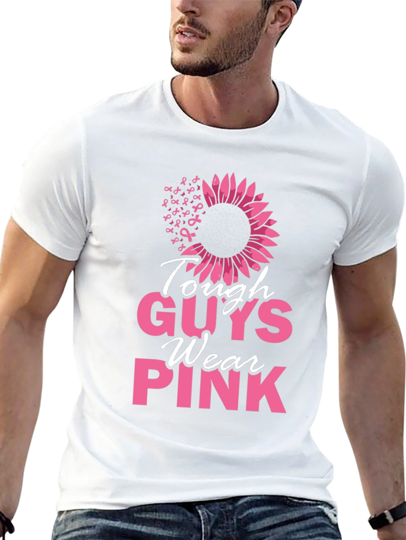 Tough Guys Wear Pink Breast Cancer Awareness T-Shirt
