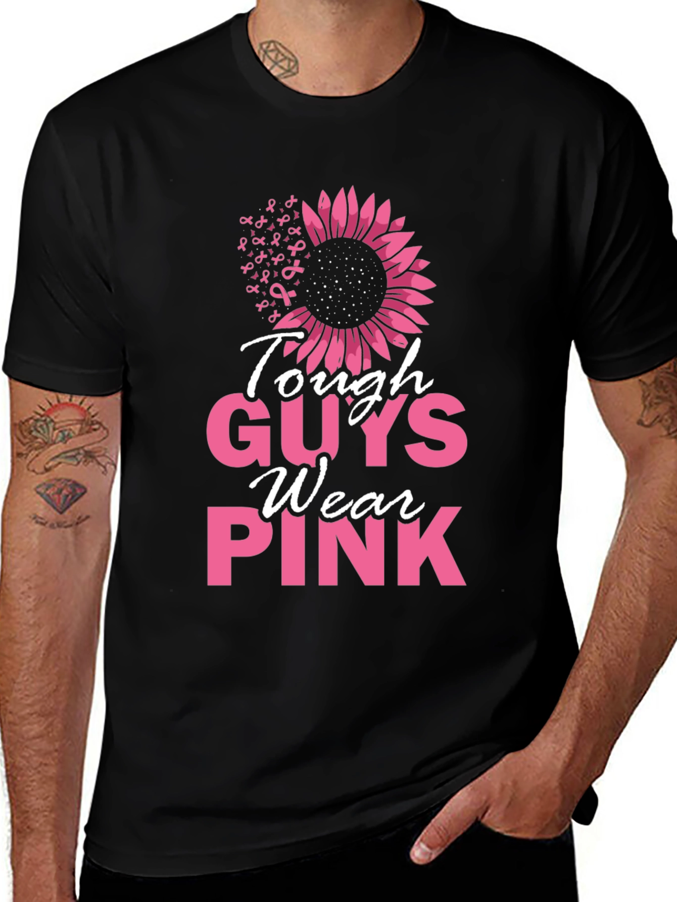 Tough Guys Wear Pink Breast Cancer Awareness T-Shirt