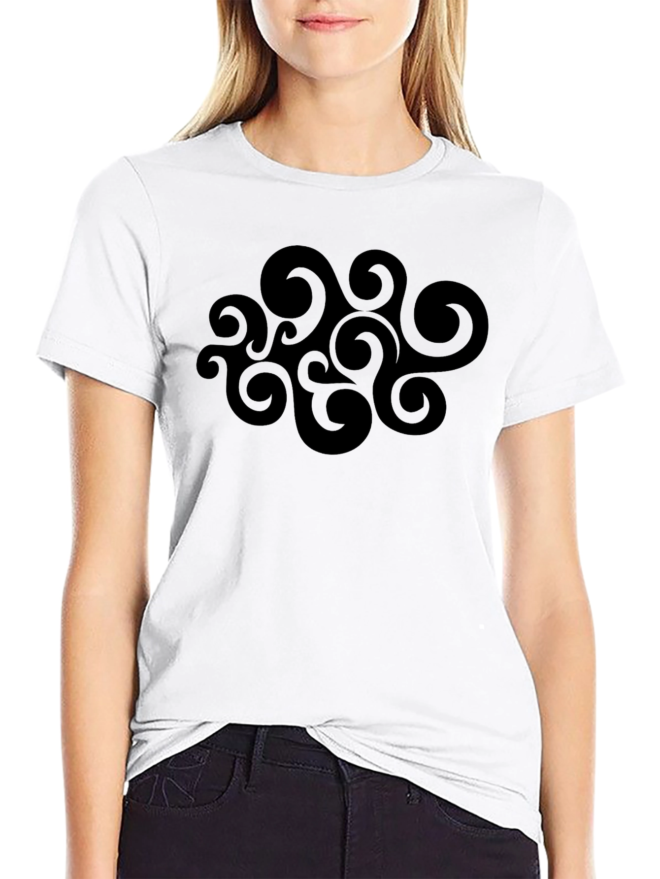 Abstract Swirl Graphic Black T-Shirt