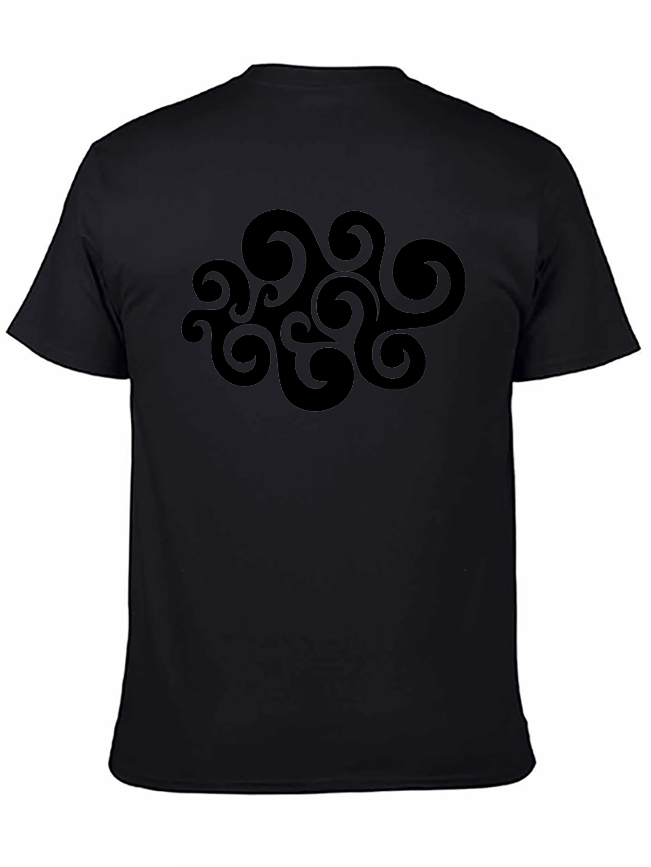 Abstract Swirl Graphic Black T-Shirt