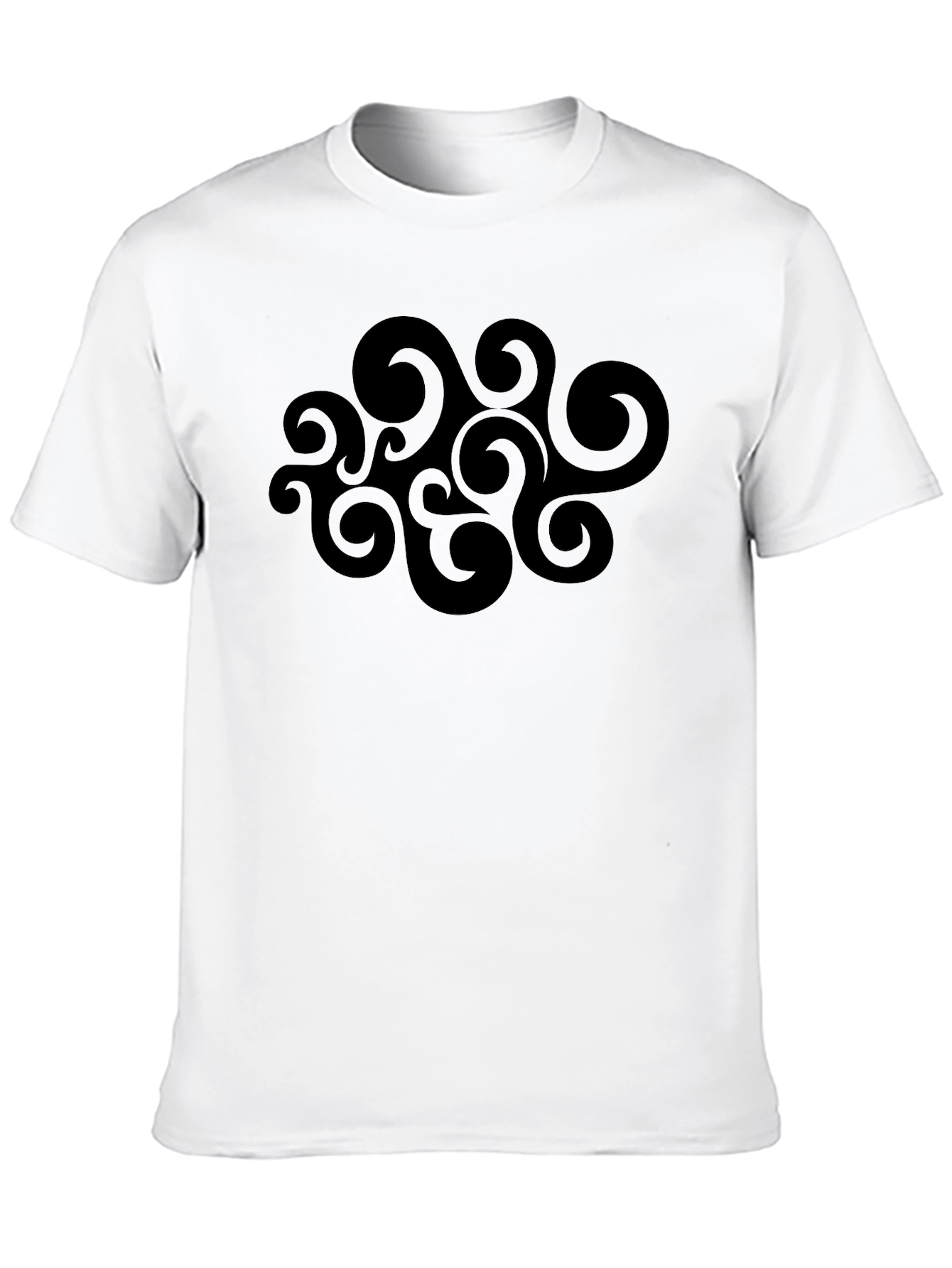 Abstract Swirl Graphic Black T-Shirt