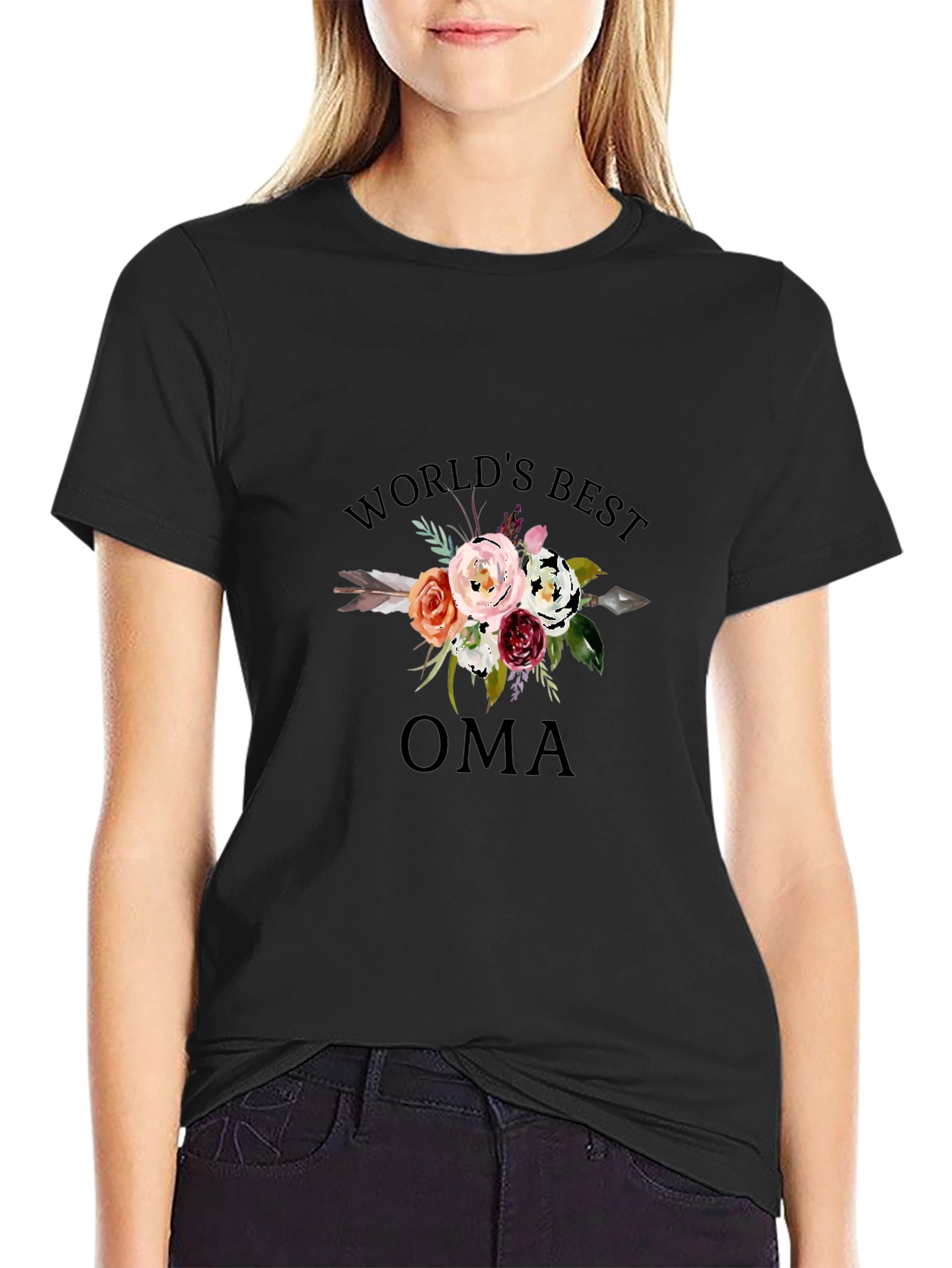 Worlds Best Oma Floral Graphic Tee