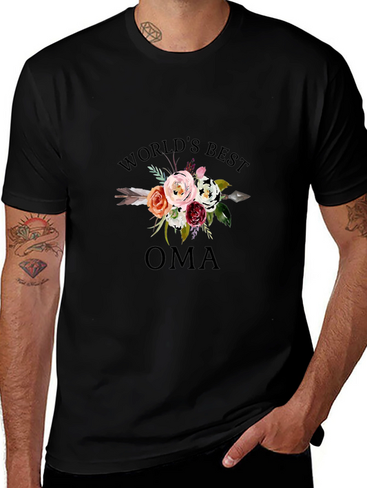 Worlds Best Oma Floral Graphic Tee