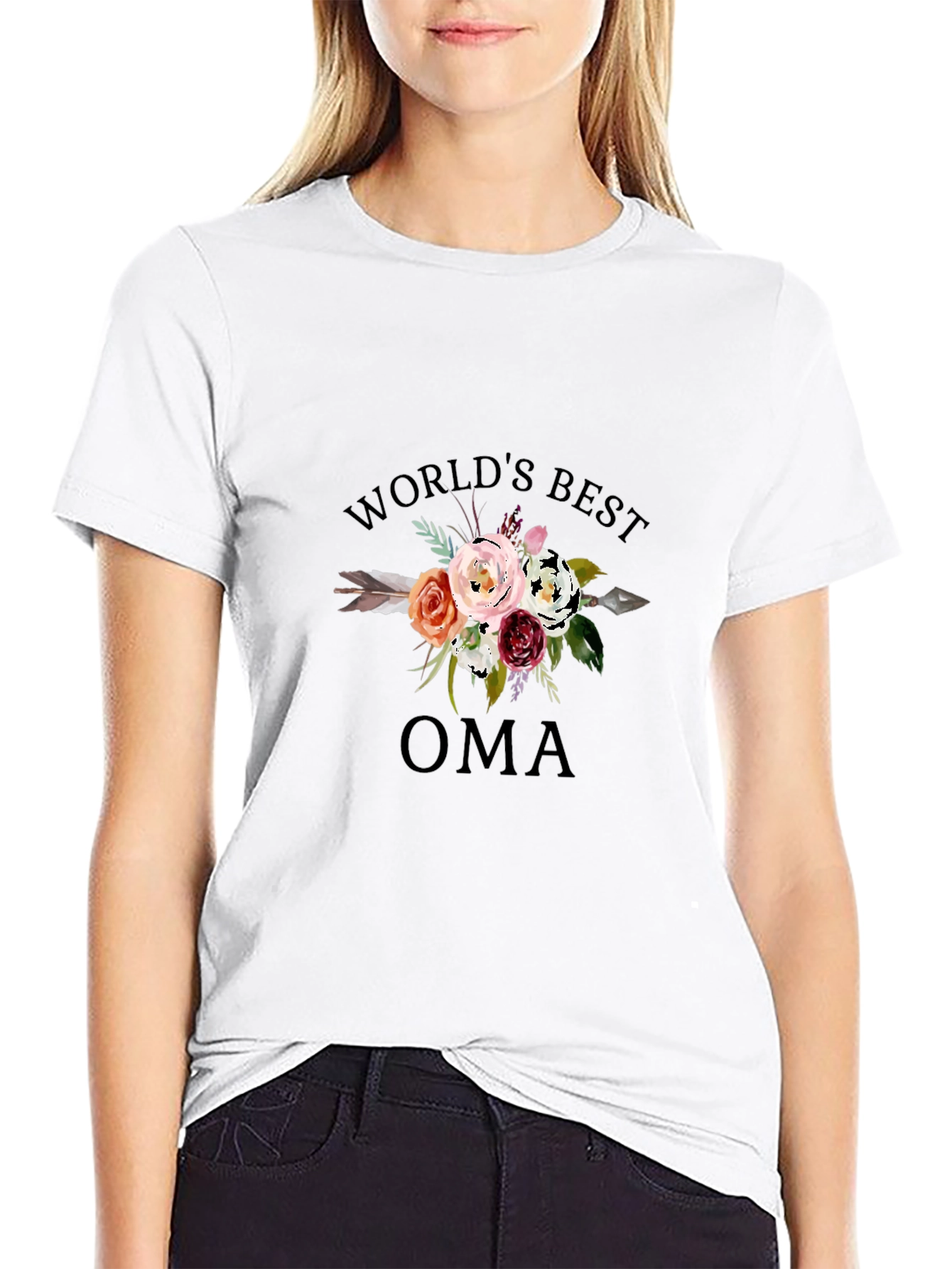 Worlds Best Oma Floral Graphic Tee