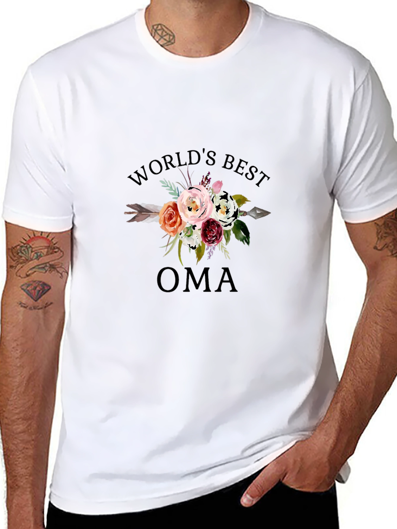 Worlds Best Oma Floral Graphic Tee