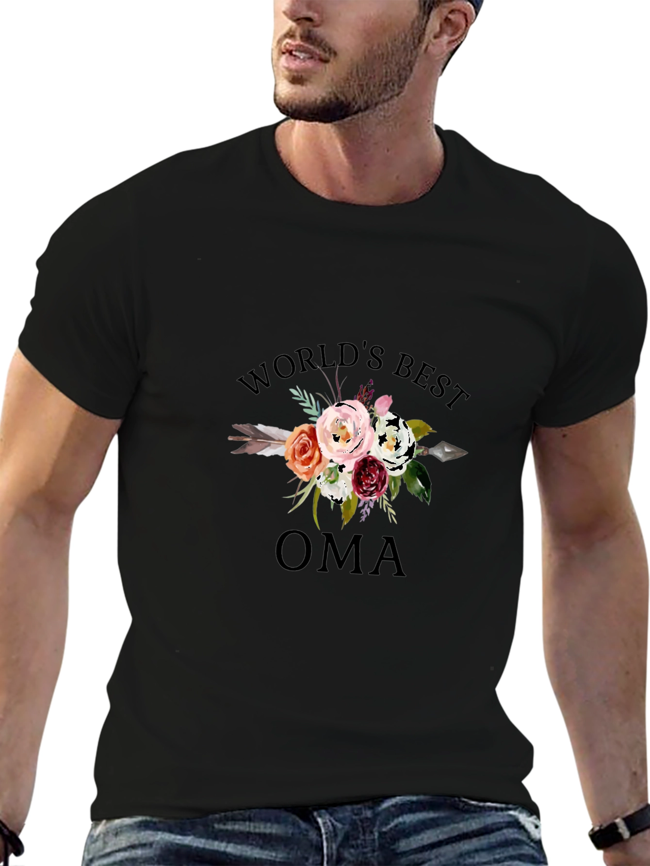 Worlds Best Oma Floral Graphic Tee
