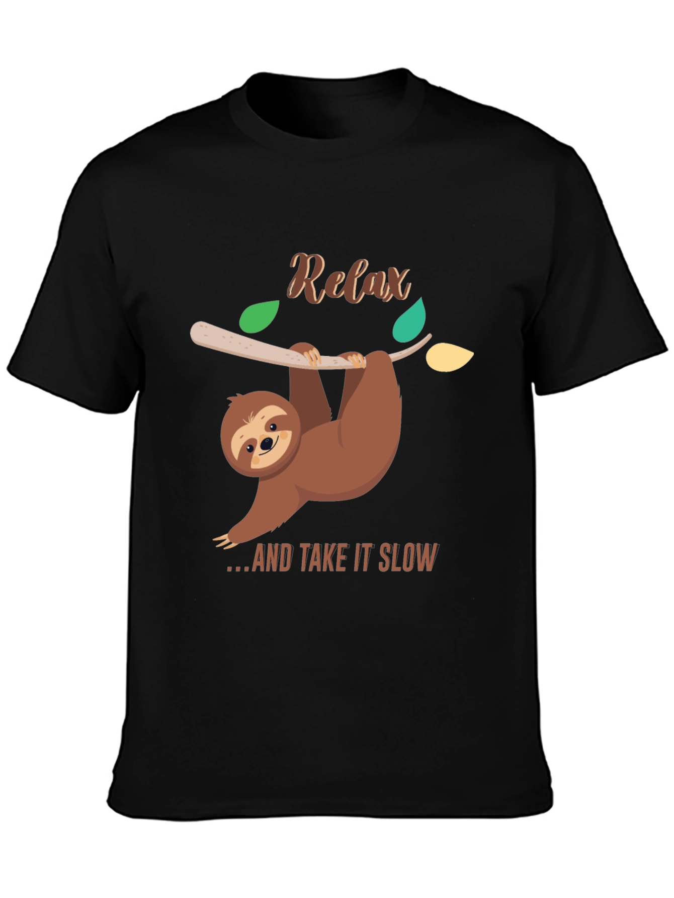 Relax Sloth Graphic Tee - Comfy Black T-Shirt