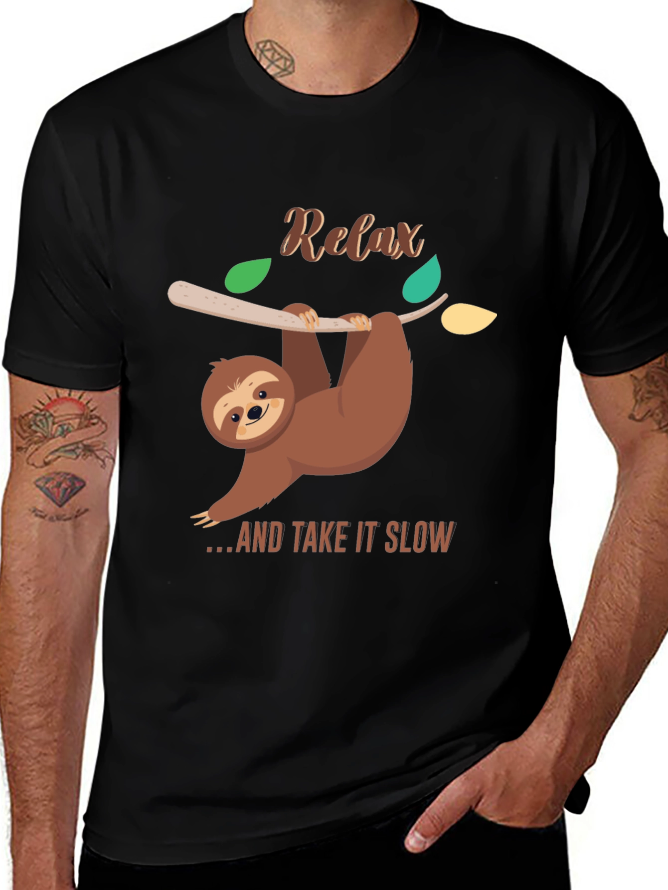 Relax Sloth Graphic Tee - Comfy Black T-Shirt