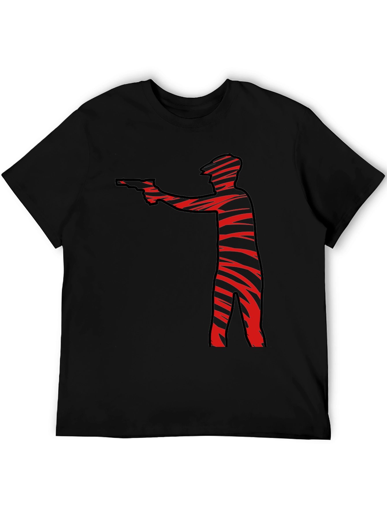 Striped Gunman Graphic Black T-Shirt