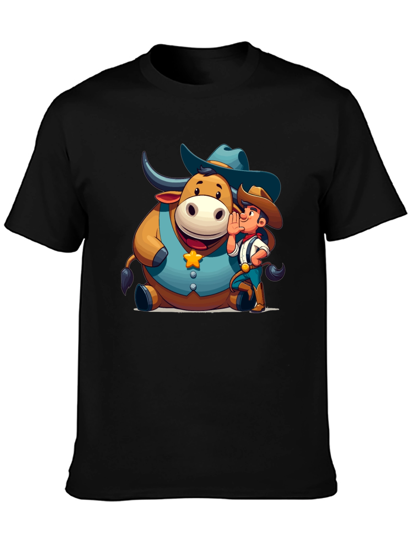 Cartoon Cowboy & Bull Graphic Tee
