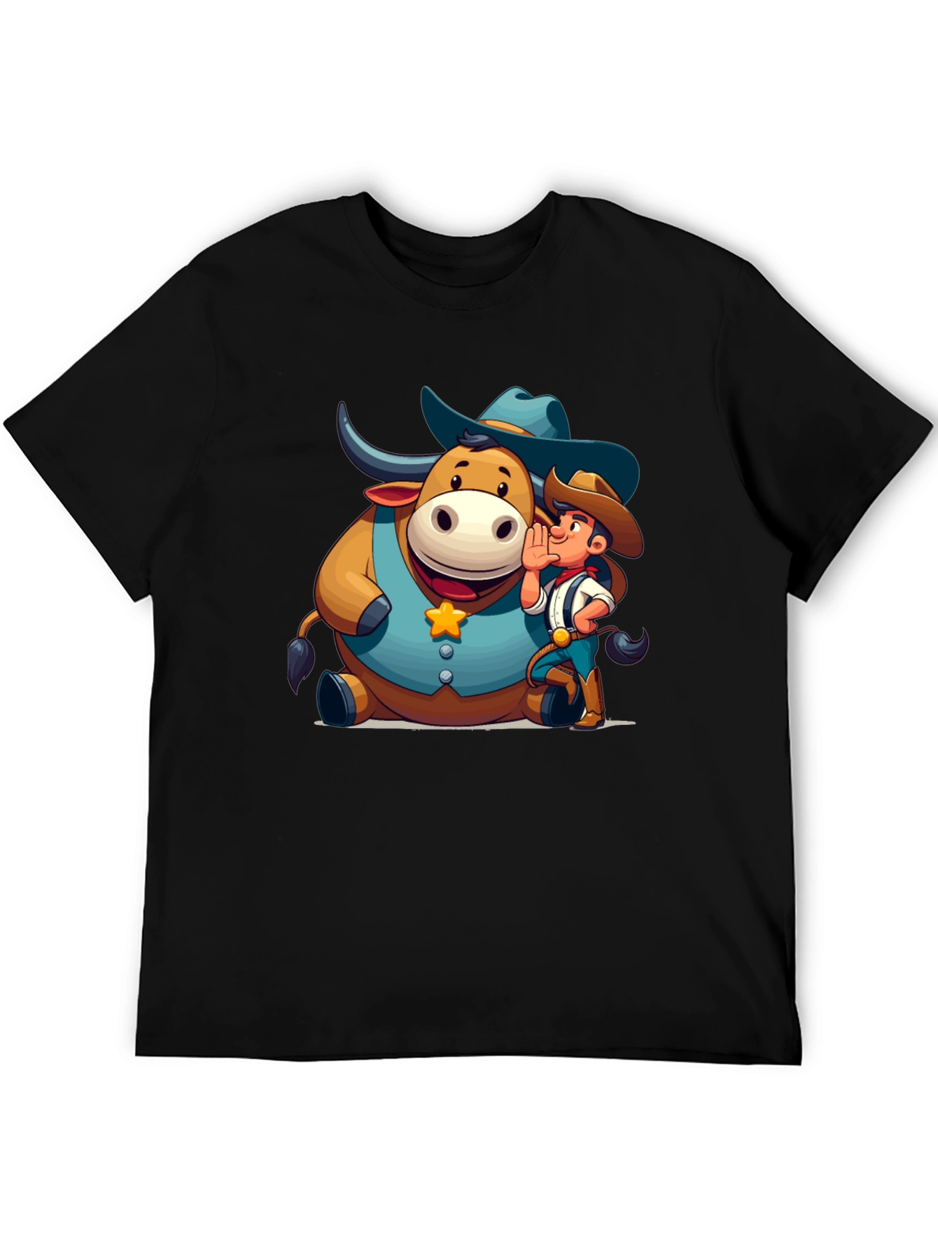 Cartoon Cowboy & Bull Graphic Tee