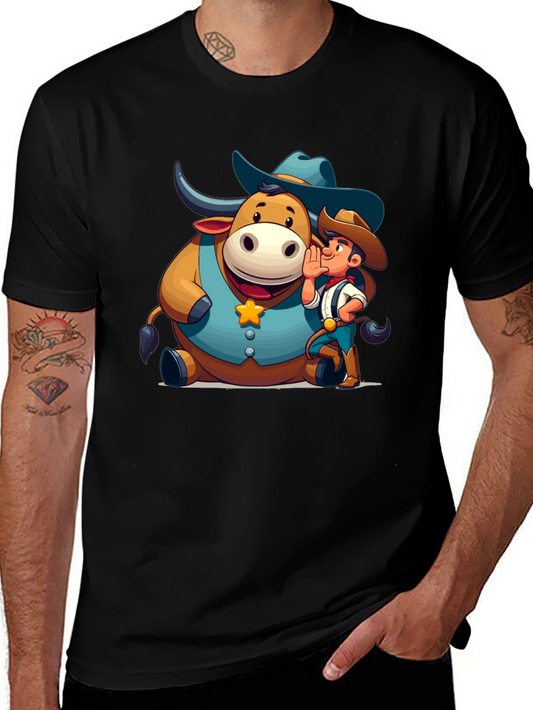 Cartoon Cowboy & Bull Graphic Tee